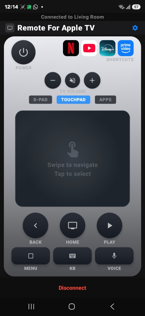 Touchpad remote mode