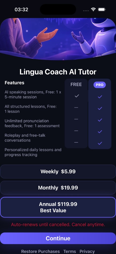 LinguaCoach Pro Plans